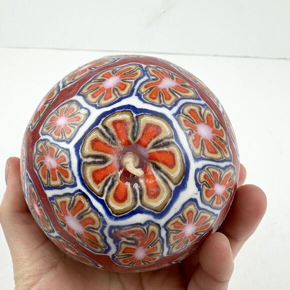 Vintage First Class Candles by Eaton Round Globe Candle "Stained Glass" Mosaic - Picture 7 of 10